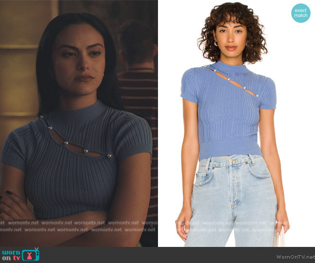 Kylin Short Sleeve Sweater by Song of Style worn by Veronica Lodge (Camila Mendes) on Riverdale