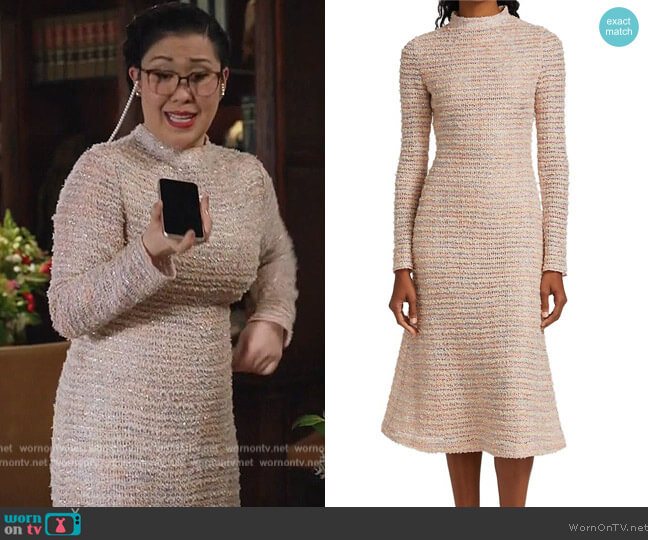 Textural Knit Fit-&-Flare Dress by St. John worn by Sherri Kansky (Ruthie Ann Miles) on All Rise