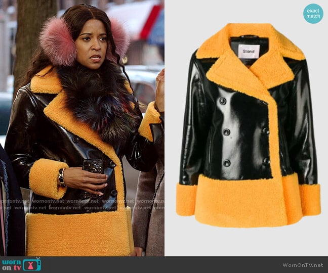 Stand Studio Shearling Coat worn by Wickie Roy (Renée Elise Goldsberry) on Girls5eva