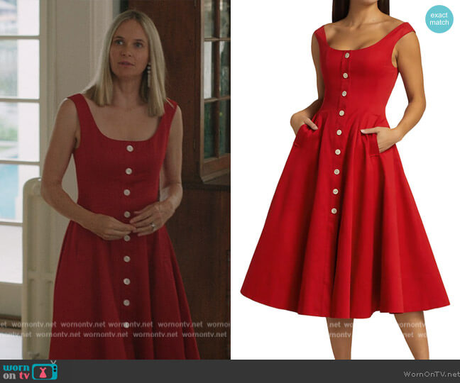 Loretta Button Front Midi Dress by Staud worn by Susannah Fisher (Rachel Blanchard) on The Summer I Turned Pretty