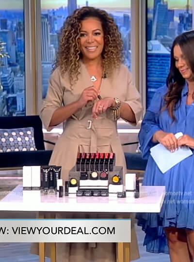 Sunny’s khaki belted detail dress on The View