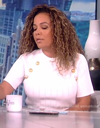 Sunny’s white button embellished top on The View