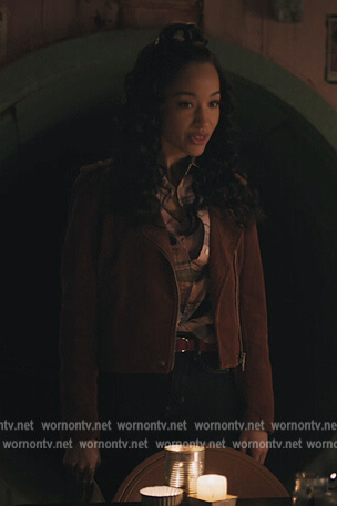 Tabitha’s brown suede moto jacket on Riverdale