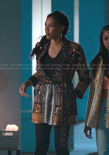 Talia's embellished patchwork jacket on First Kill