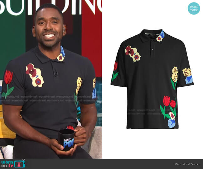 Keppel Embroidered Polo Shirt by Ted Baker worn by Justin Sylvester on E! News