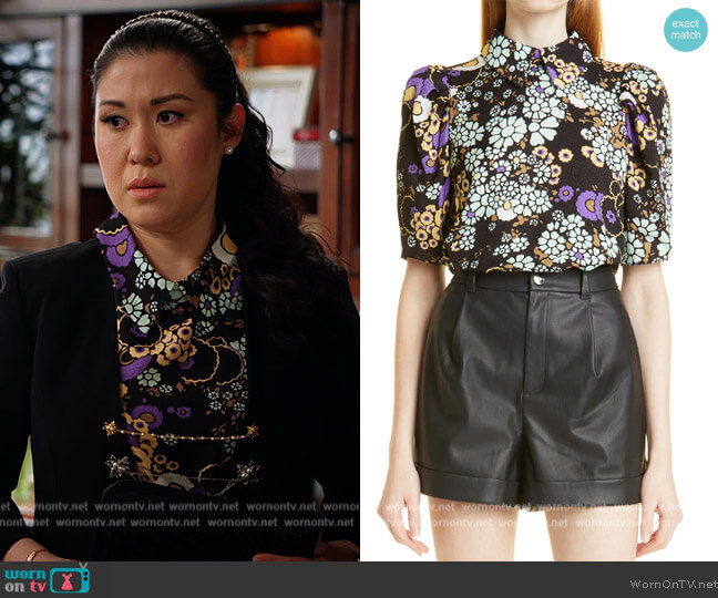 Yvonn Floral Blouse by Ted Baker worn by Sherri Kansky (Ruthie Ann Miles) on All Rise