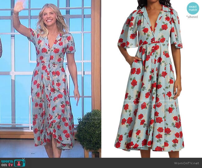 The Bridge Floral Midi-Dress by The Great worn by Amanda Kloots on The Talk