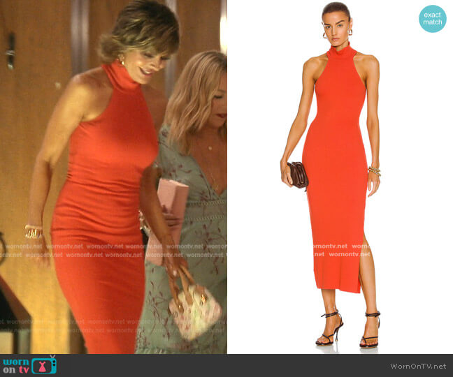 Alloy Rib Sleeveless Turtleneck Midi Dress by The Range worn by Lisa Rinna on The Real Housewives of Beverly Hills