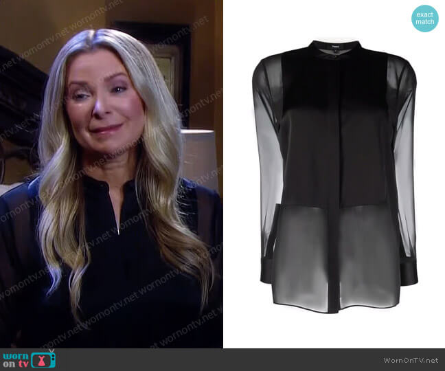 Sheer-Sleeved Shirt by Theory worn by Jennifer Horton (Cady McClain) on Days of our Lives