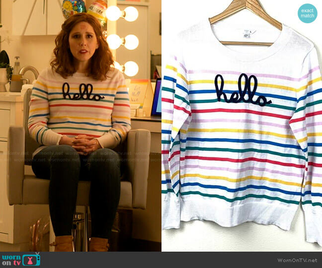 Time and Tru Hello Sweater worn by Joanna Gold (Vanessa Bayer) on I Love That For You