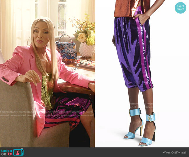 Side-Stripe Liquid Sequin Capri Pants by Tom Ford worn by Dominique Deveraux (Michael Michele) on Dynasty