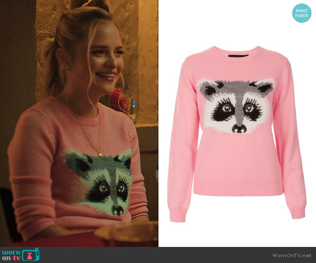 Topshop x Emma Cook Raccoon Sweater worn by Ainsley (Stephanie Styles) on Loot