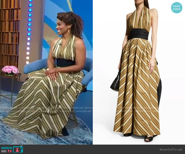 Veriegated Stripe Poplin Dress by Tory Burch worn by Anika Noni Rose on GMA