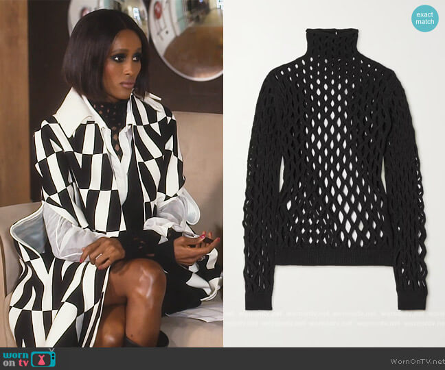 Cutout stretch-knit turtleneck top by Valentino worn by Chanel Ayan (Chanel Ayan) on The Real Housewives of Dubai