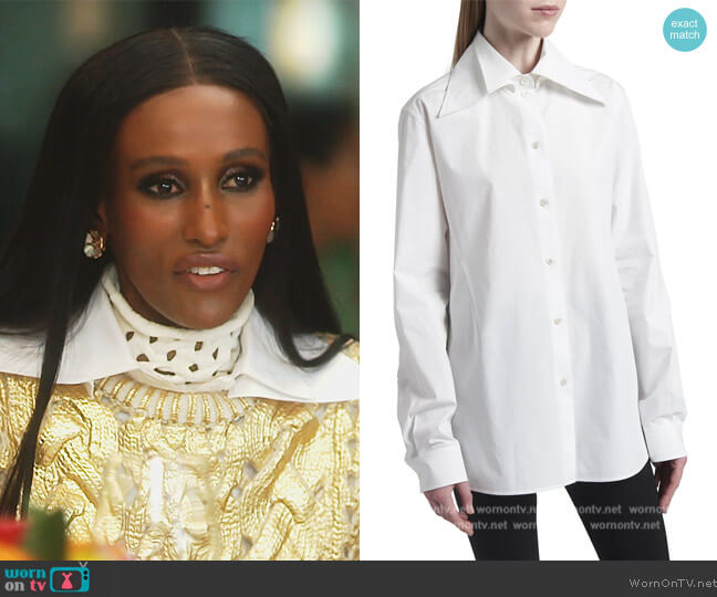 Double-Collar Button-Down Top by Valentino worn by Chanel Ayan (Chanel Ayan) on The Real Housewives of Dubai
