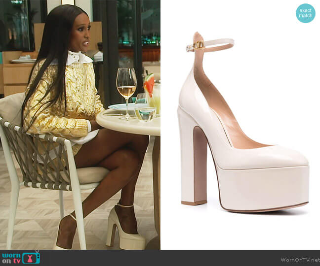 Opyum YSL Calfskin Ankle-Strap Sandals by YSL worn by Chanel Ayan (Chanel Ayan) on The Real Housewives of Dubai