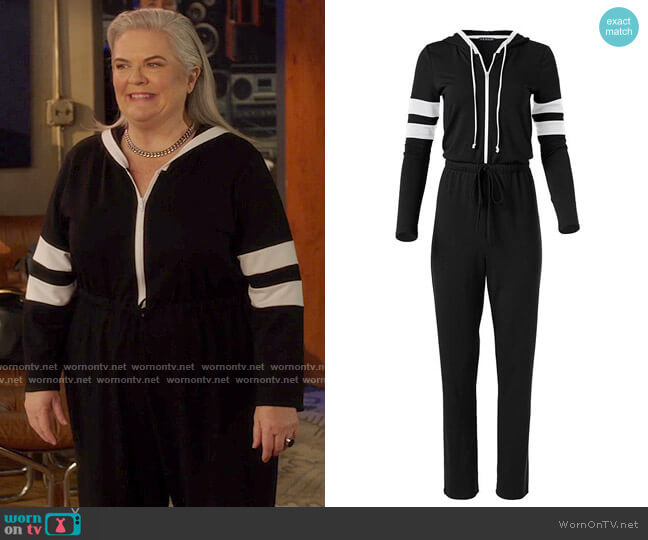 Venus Stripe Lounge Jumpsuit worn by Gloria McManus (Paula Pell) on Girls5eva