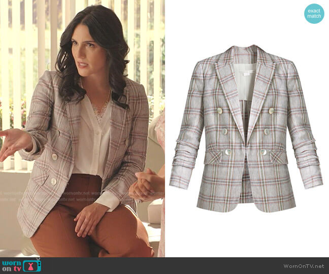 Beacon Linen Plaid Jacket by Veronica Beard worn by Samantha Massell on Dynasty