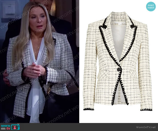Tweed Cutaway Dickey Jacket by Veronica Beard worn by Jennifer Horton (Cady McClain) on Days of our Lives