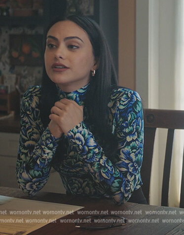 Veronica's blue floral mesh top on Riverdale