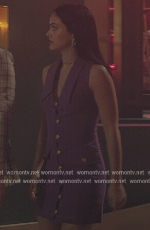 Veronica’s purple button down mini dress on Riverdale