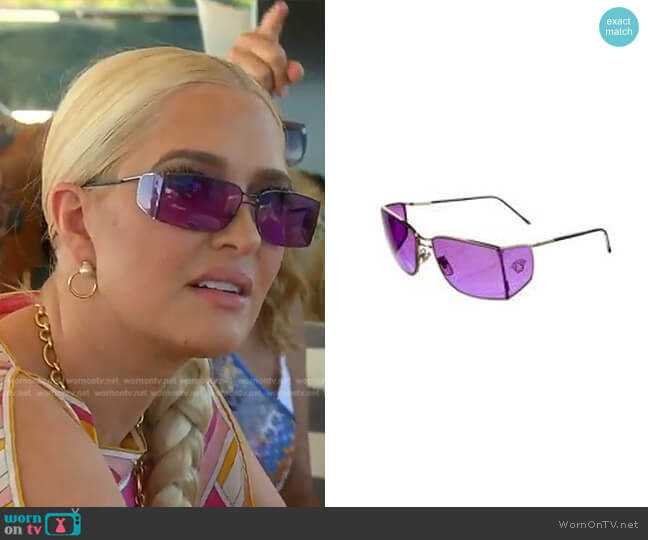 Square Mirrored Sunglasses by Versace worn by Erika Jayne  on The Real Housewives of Beverly Hills