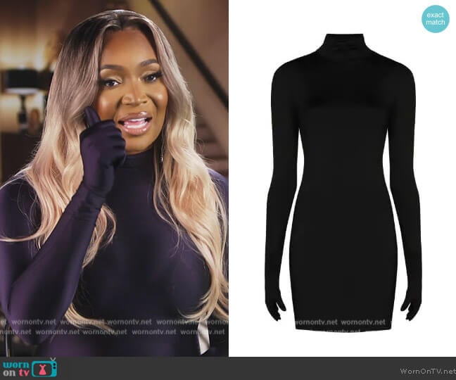 Gloved fitted mini dress by Vetements worn by Marlo Hampton on The Real Housewives of Atlanta