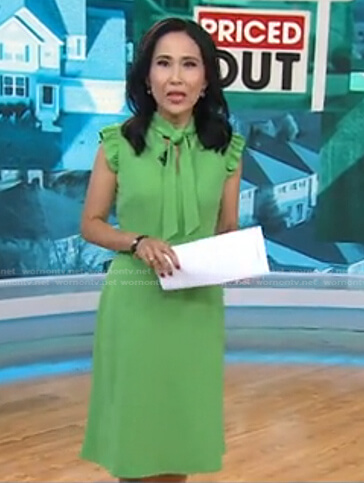 Vicky’s green tie neck dress on Today