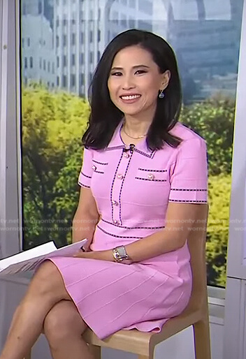 Vicky’s pink contrast trim short sleeve dress on Today