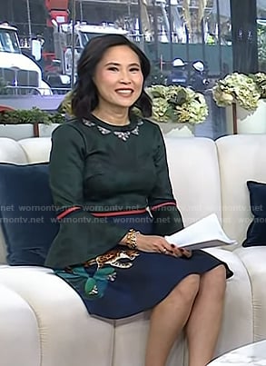 Vicky's green and blue leopard print dress on Today