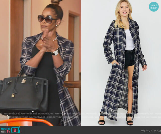 Plaid Cardigan by Voltage Boutique worn by Sheree Whitefield  on The Real Housewives of Atlanta