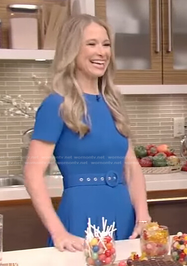 Dr. Wendy Bazilian's blue belted dress on Live with Kelly and Ryan