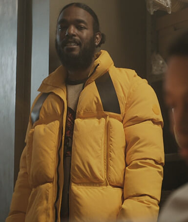 Trig's yellow puffer jacket on The Chi