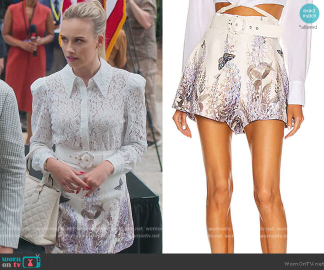 Luminous Belted Short by Zimmermann worn by Elinor (Gracie Dzienny) on First Kill