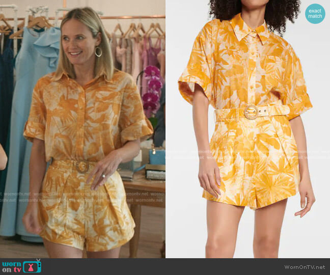 Mae Printed Cotton Shirt and Shorts by Zimmermann worn by Susannah Fisher (Rachel Blanchard) on The Summer I Turned Pretty