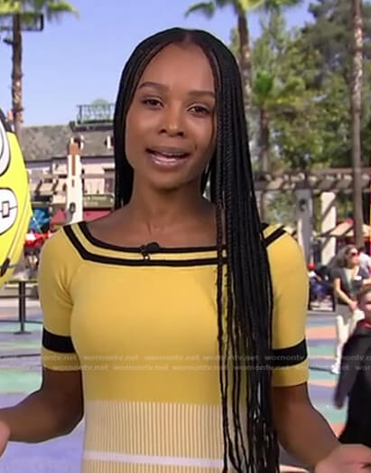 Zuri’s yellow striped dress on Access Hollywood