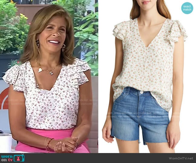 Floral Print Flutter Sleeve Blouse by 1. State worn by Hoda Kotb on Today