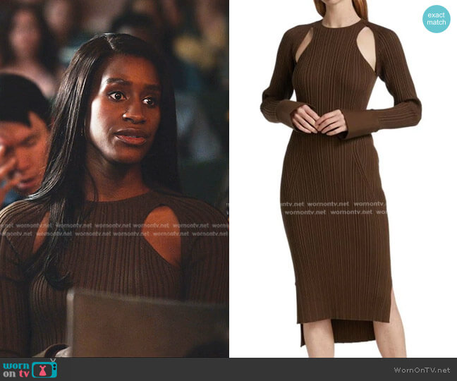 WornOnTV: Jessie’s brown ribbed cutout dress on Everythings Trash ...