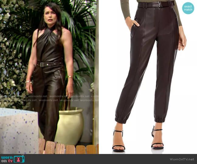 3.1 Phillip Lim Belted Vegan Leather Jogger Pants worn by Quinn Fuller (Rena Sofer) on The Bold and the Beautiful