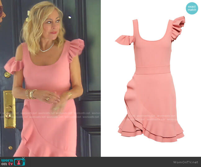 Ruffle Cold-Shoulder Mini Dress by Alexander McQueen worn by Sutton Stracke on The Real Housewives of Beverly Hills