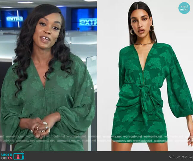 Plunge Tie Front Mini Dress by ASOS worn by Rachel Lindsay on Extra