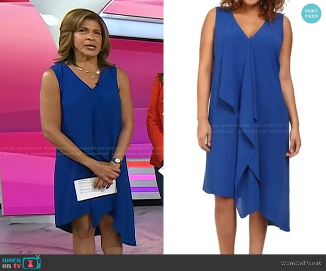 Adrianna Papell Ruffle Front Crepe High/Low Dress worn by Hoda Kotb on Today