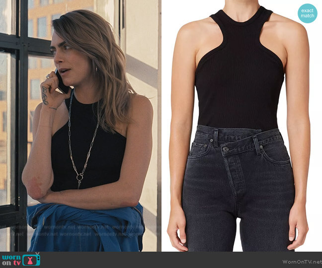 Agolde Bea Rib Knit Cut-Out Tank worn by Cara Delevingne on Only Murders in the Building worn by Alice (Cara Delevingne) on Only Murders in the Building