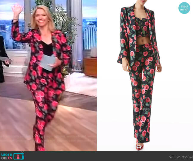 Alice + Olivia Breann Long Fitted Blazer and Pants worn by Sara Haines on The View