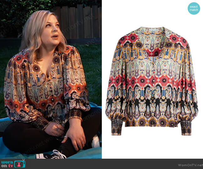 Serena paisley-print blouse by Alice + Olivia worn by Maxie Jones (Kirsten Storms) on General Hospital
