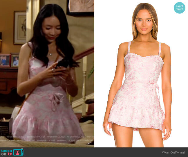 Amanda Uprichard Giacini Romper in Shocking Pink worn by Allie Nguyen (Kelsey Wang) on The Young and the Restless