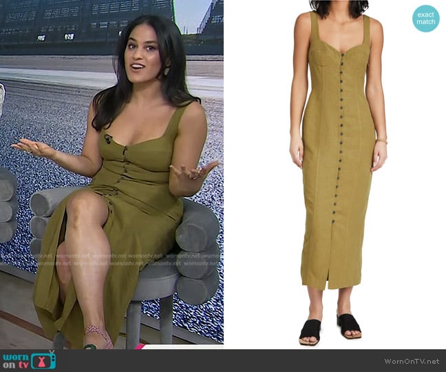 WornOnTV: Donna’s khaki button front midi dress on Today | Donna ...