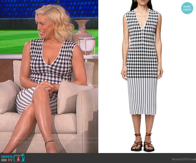 Another Tomorrow Gingham Knit Midi-Dress worn by Hannah Waddingham on The Talk