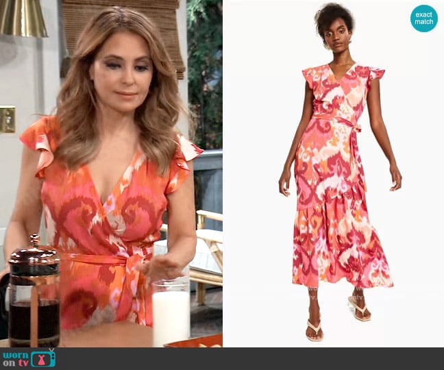 Bar III Flutter-Sleeve Wrap Maxi Dress worn by Olivia Falconeri (Lisa Lo Cicero) on General Hospital