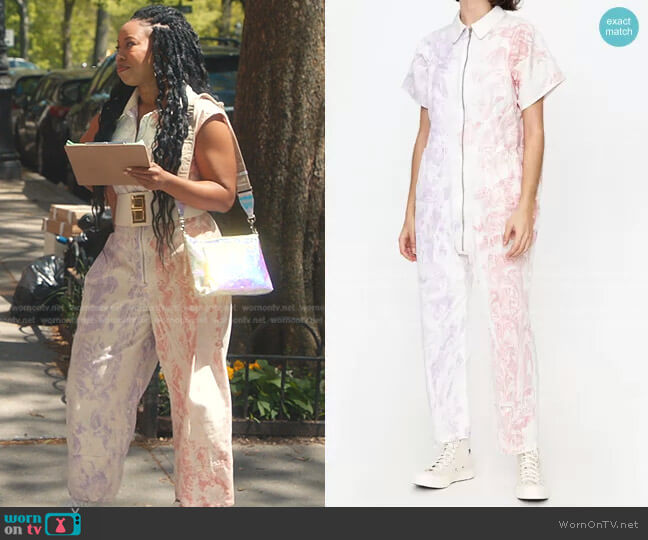 Rachel Comey Barrie Jumpsuit in Lilac worn by Malika ( Toccarra Cash) on Everythings Trash